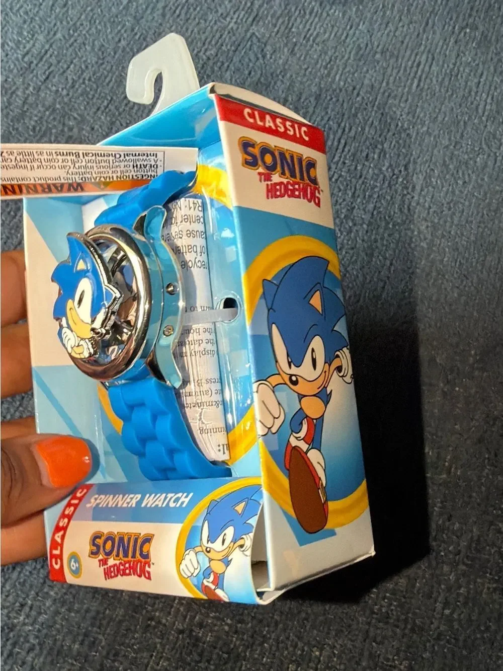 SEGA Sonic The Hedgehog Metal Spinner Flip Unisex Child LCD Watch in Blue